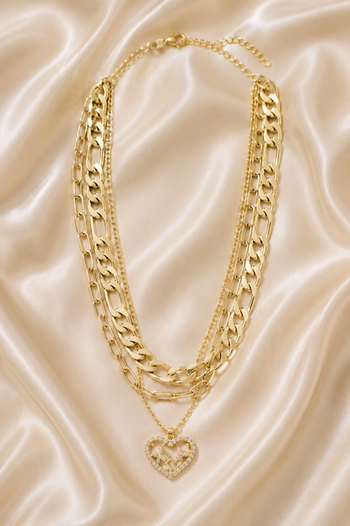 Aurelia Layered Crystal Heart Statement Necklace