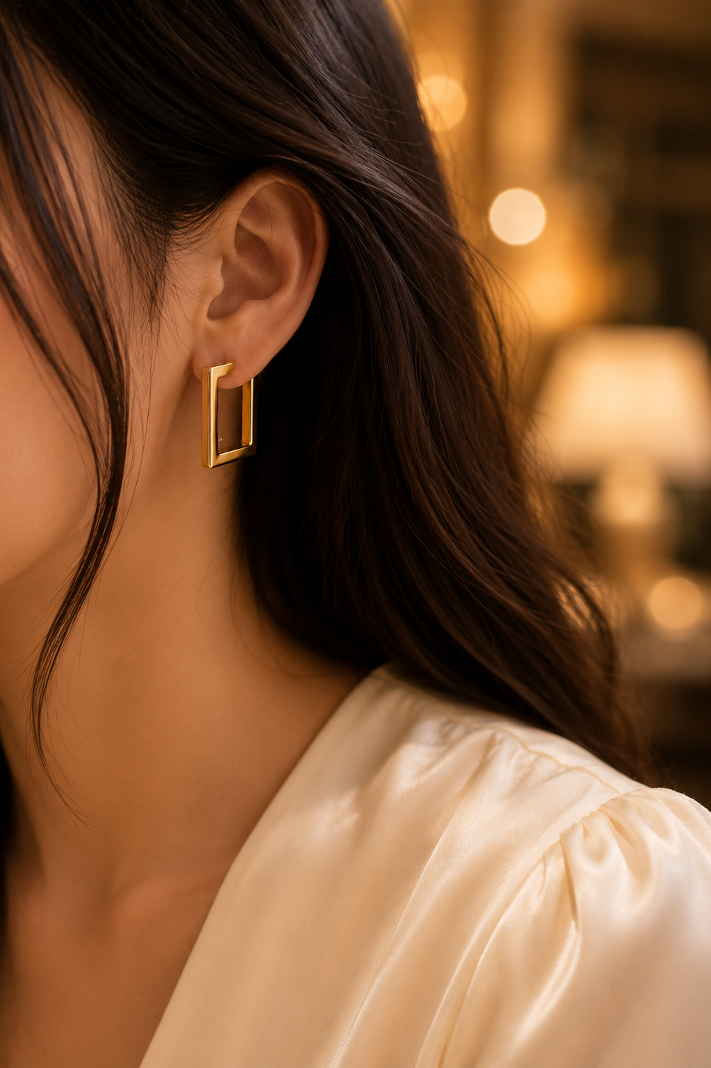 EdgeFrame Square Hoop Earrings | Modern Minimal Statement Fashion Jewelry
