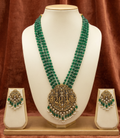 Antique Gold Finish Temple Long Necklace Set (Haram)