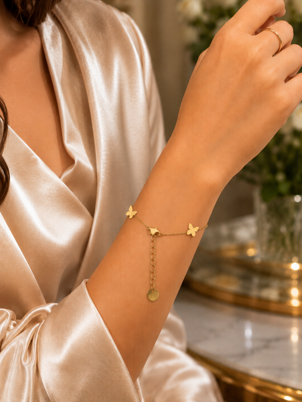 BANZARA Flutter Grace Charm Bracelet – Adjustable Minimal Butterfly Wrist Bracelet