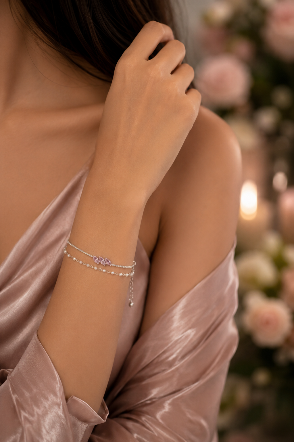 Roselle Pearl Bracelet