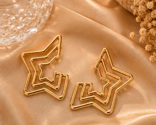 Gold Star Shape Earrings