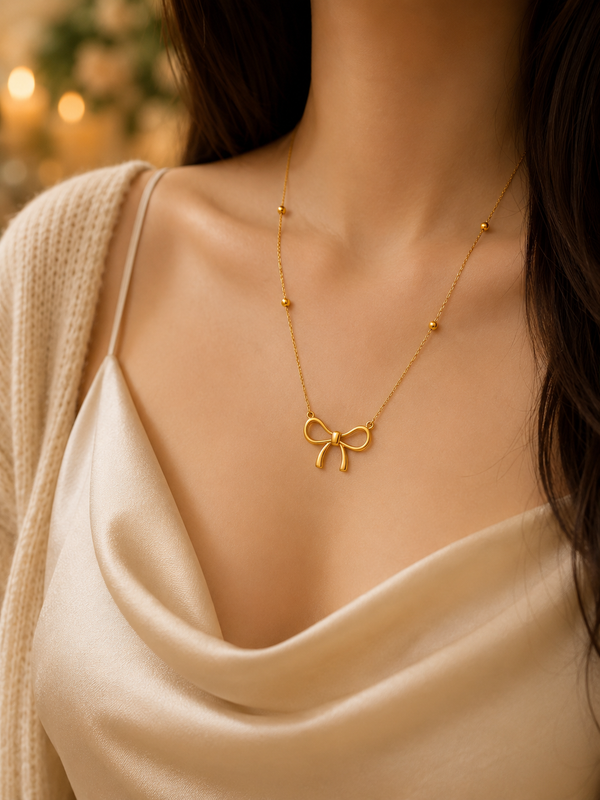 BANZARA Jewellery Coquette Bow Charm Necklace