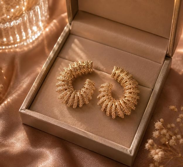 Spiral Ribbed Hoop Earrings
