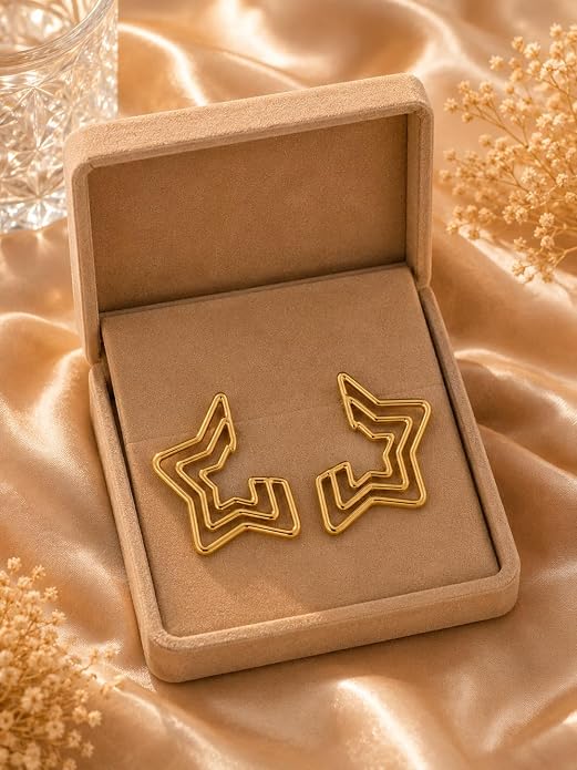 Gold Star Shape Earrings
