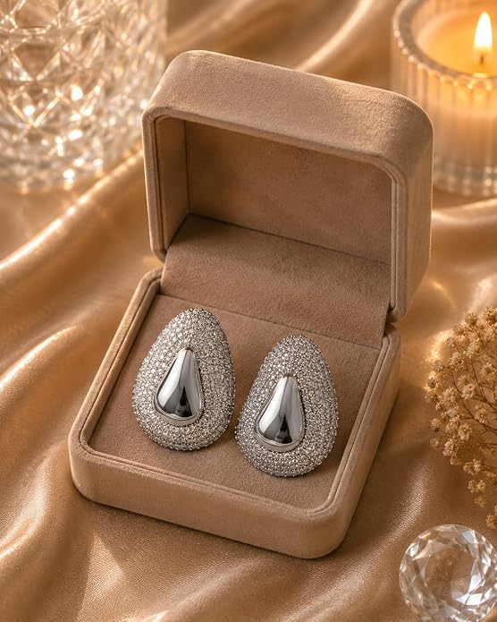 Crystal Teardrop Stud Earrings
