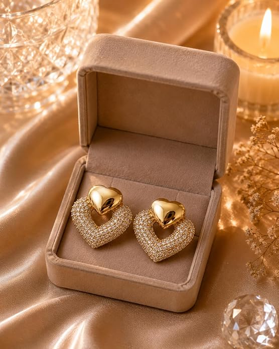 Double Heart Stud Earrings