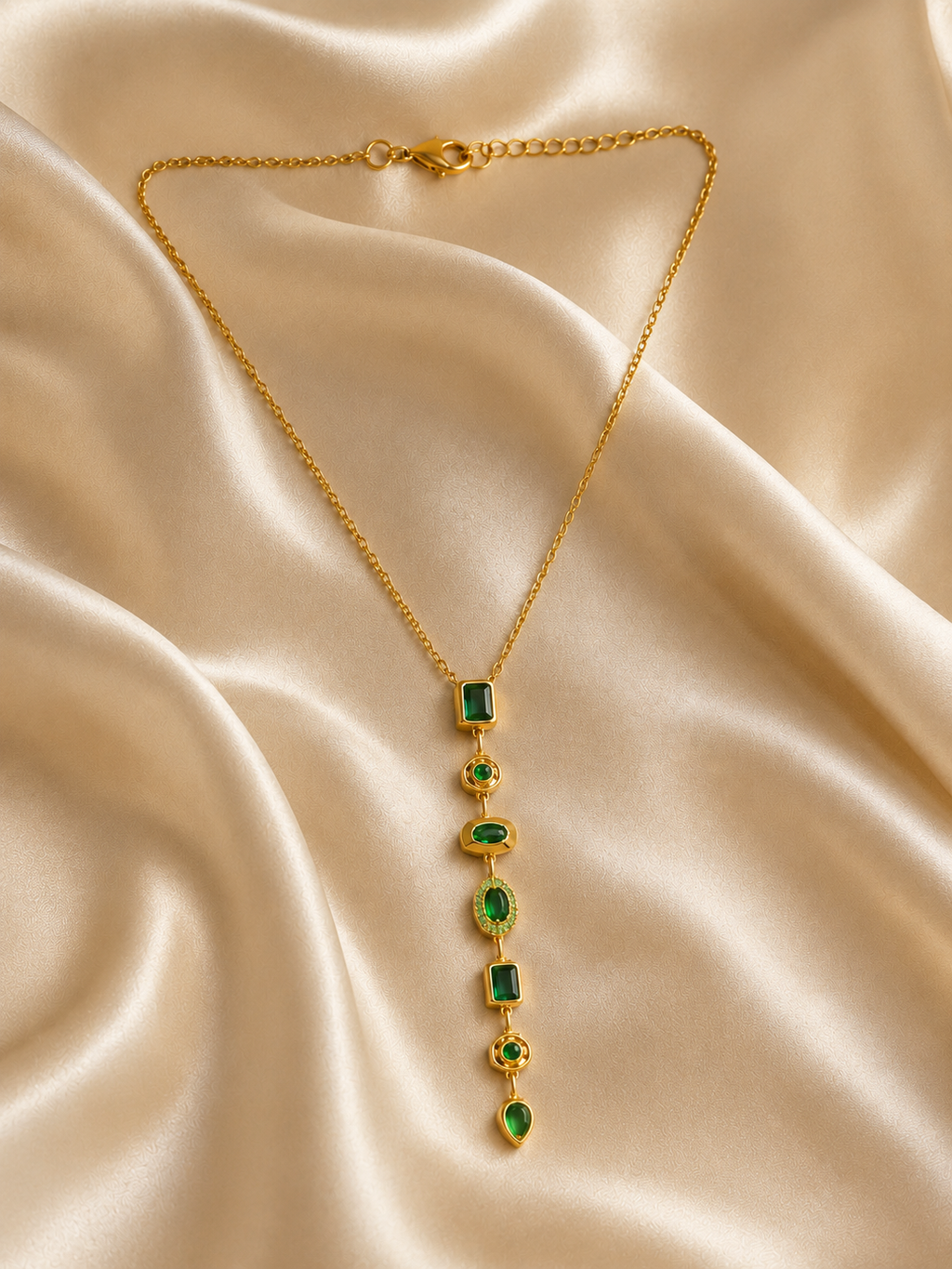 BANZARA Jewellery Emerald Cascade Statement Pendant Necklace