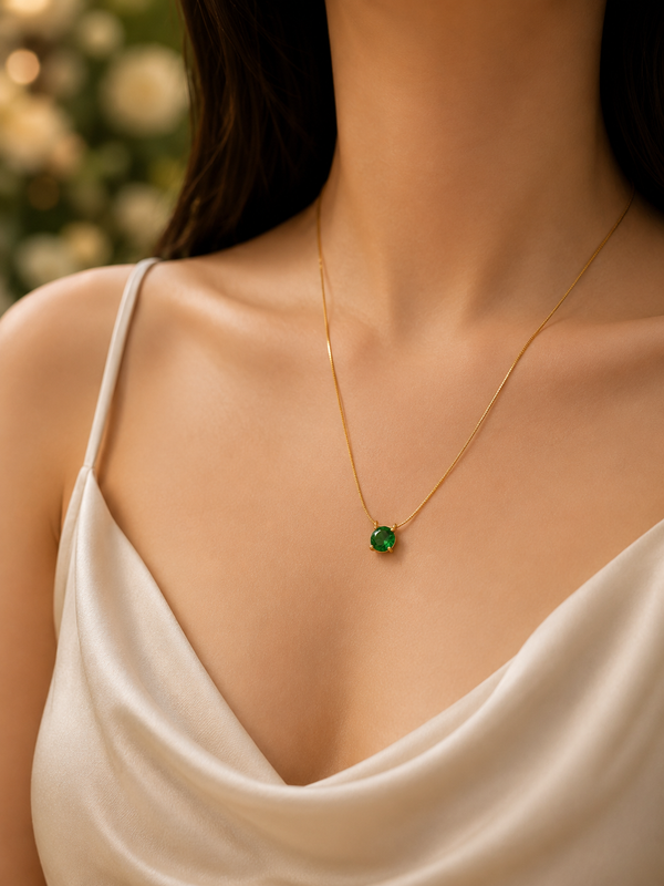 BANZARA Jewellery Emerald Solitaire Grace Necklace