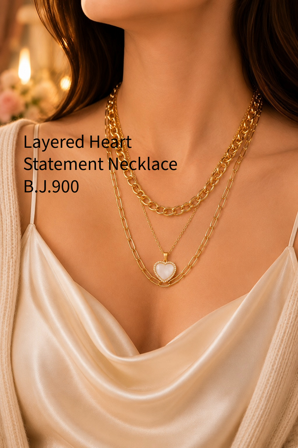 Veloura Layered Heart Statement Necklace