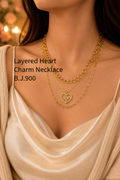 Liora Layered Heart Charm Statement Necklace
