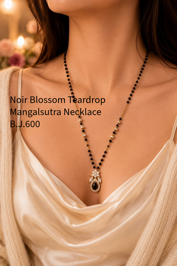 Noir Blossom Teardrop Mangalsutra Necklace