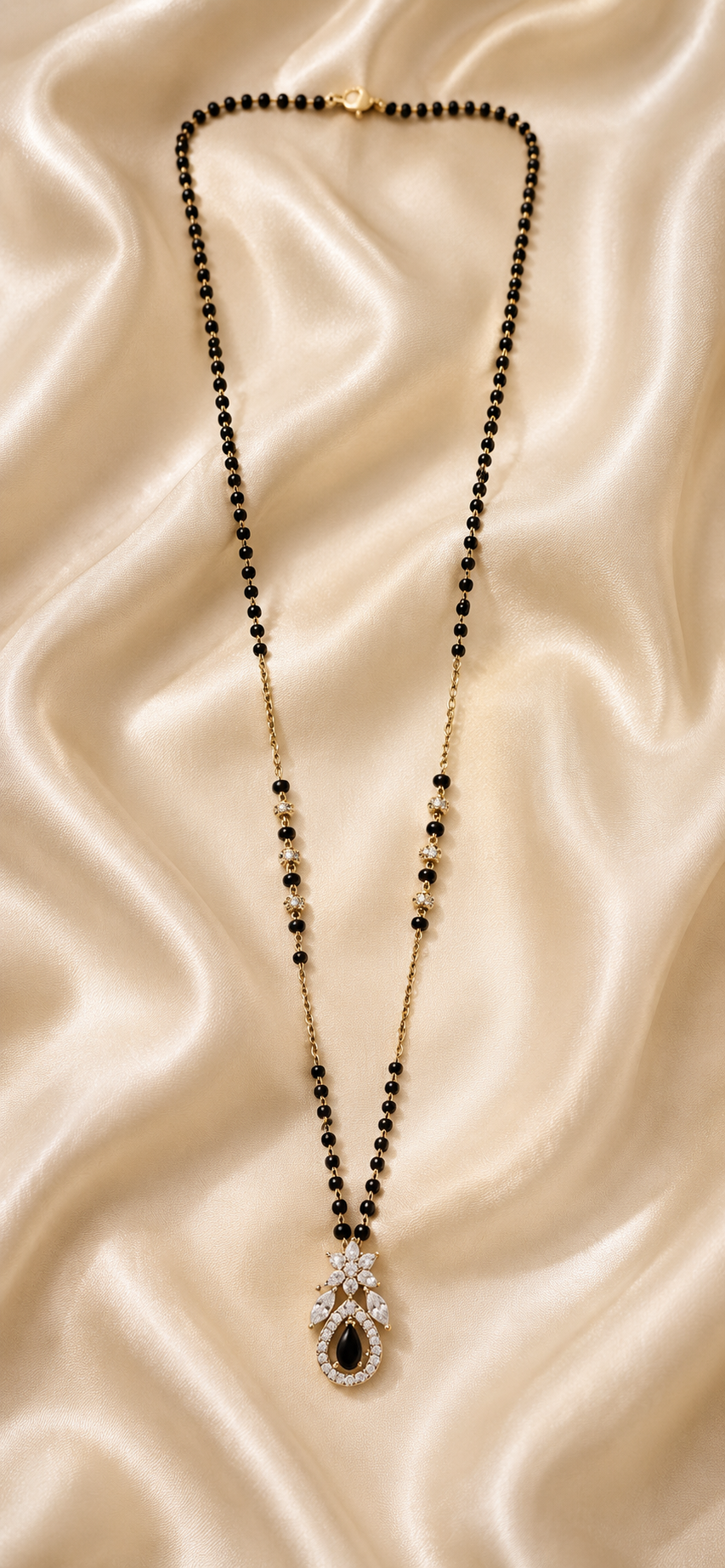Noir Blossom Teardrop Mangalsutra Necklace