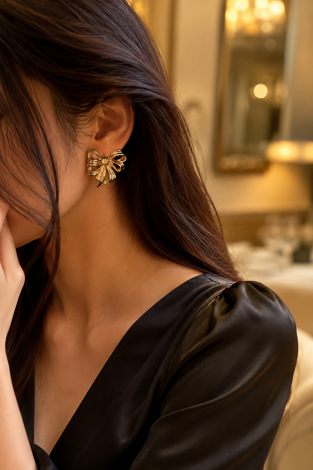 Velvet Bow Statement Stud Earrings | Elegant Party & Western Wear Fashion Jewelry