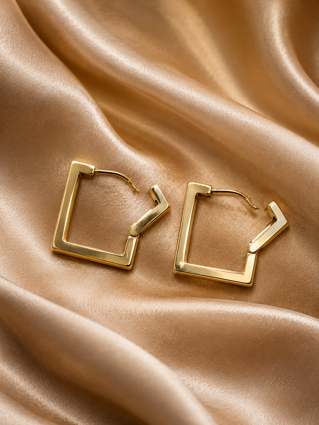 EdgeFrame Square Hoop Earrings | Modern Minimal Statement Fashion Jewelry