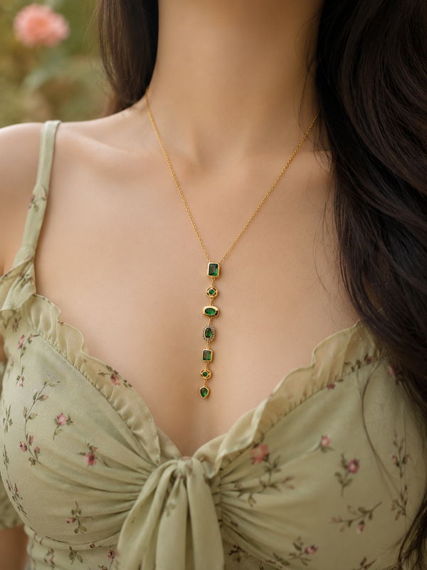BANZARA Jewellery Emerald Cascade Statement Pendant Necklace